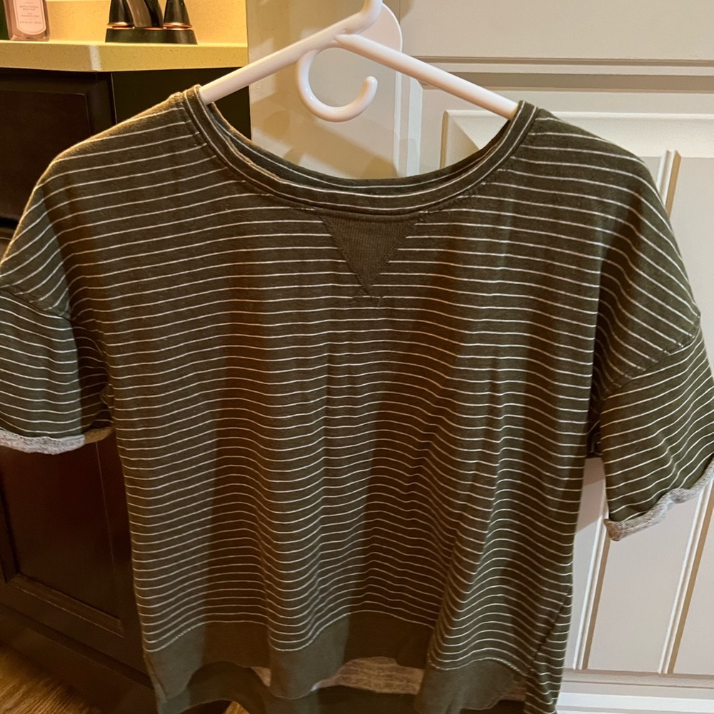 Green/ White Striped, Sweatshirt Top